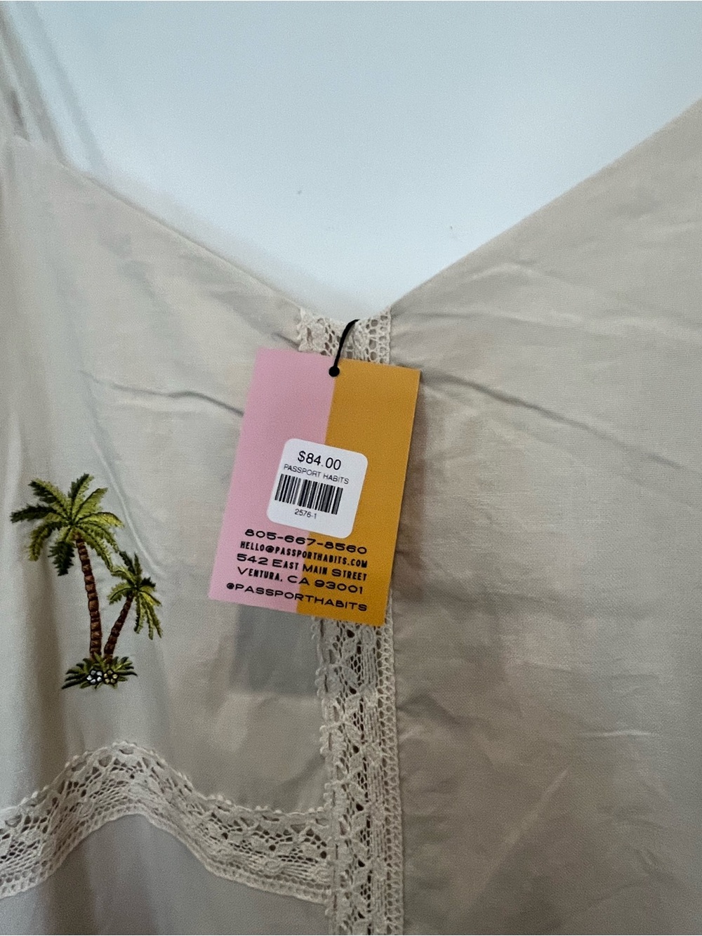 NWT cream color embroidered cotton tropical lace resort beachy summer dress Sz M - Picture 10 of 15